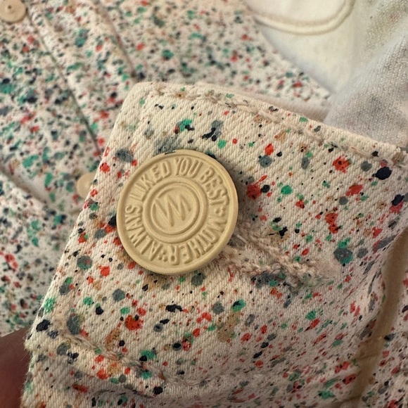 MOTHER “The Vamp” Splatter Jeans Speckled Cream Women's Pants | Size 25 - Picture 11 of 14